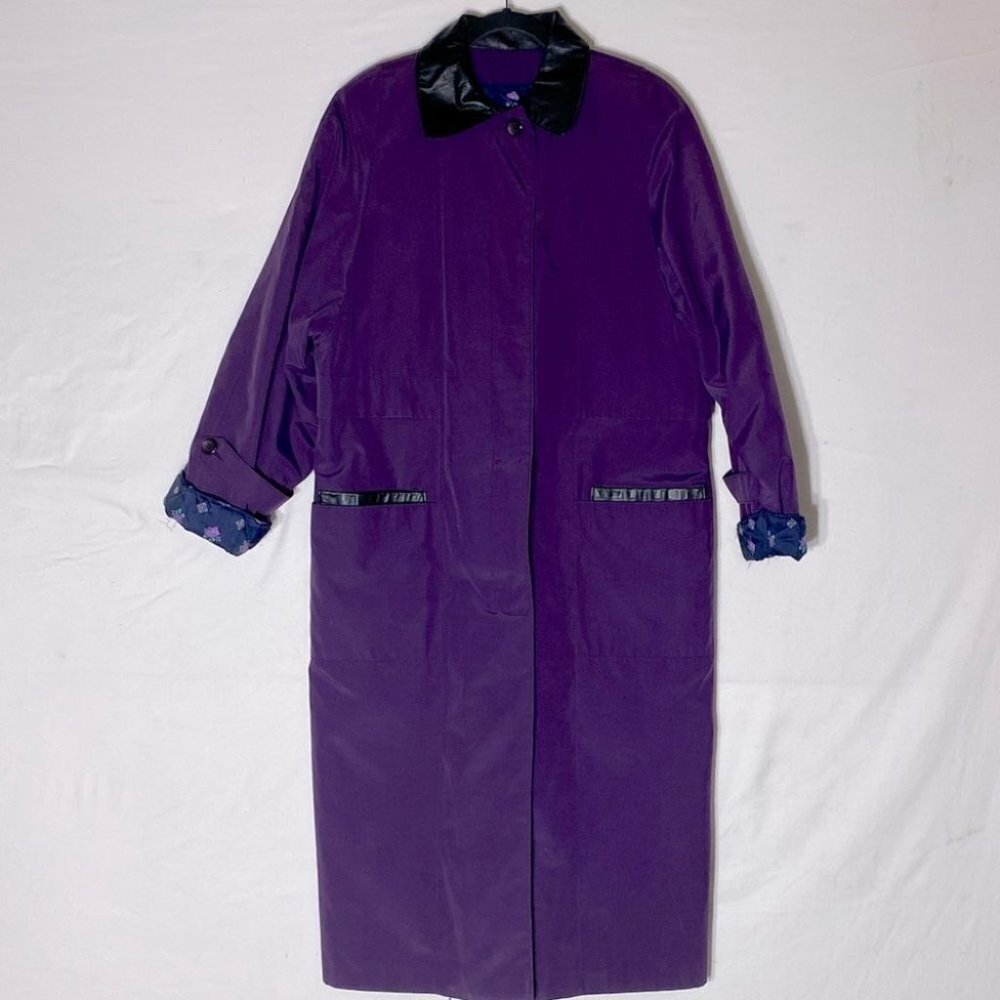 Vintage Long Purple Coat W Quilted Lining L Cottagecore Grannycore Grandmacore - Picture 14 of 14